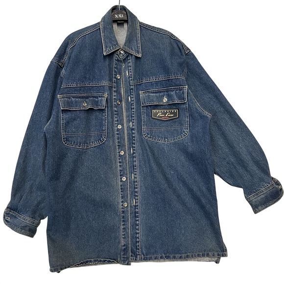 Paco Chicano Other - Vintage Paco Chicano Denim Shirt Mens Medium Blue Wash Oversized Shacket 90s